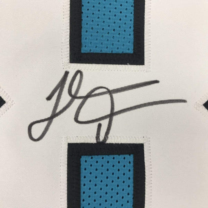 Framed Autographed/Signed Thomas Davis Sr. 35x39 Carolina Blue Football Jersey JSA COA