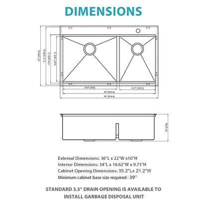 Topmount Drop In Kitchen Sink With Double Bowl Design