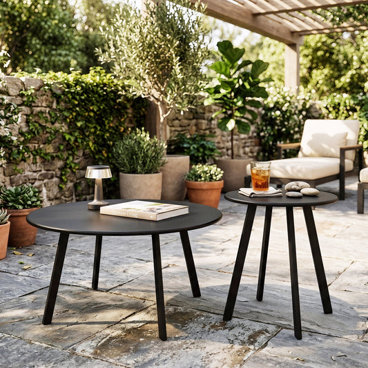 2-Piece Round Nesting Coffee Table Set, Modern