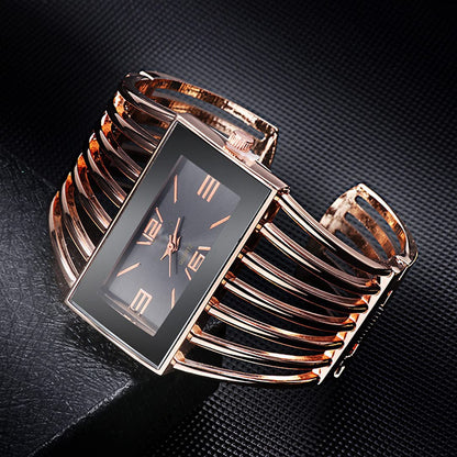 SENRUD Fashion Cuff Bracelet Watches for Women Luxury Rectangular Dial Analog Quartz Wrist Watch Gifts for Ladies