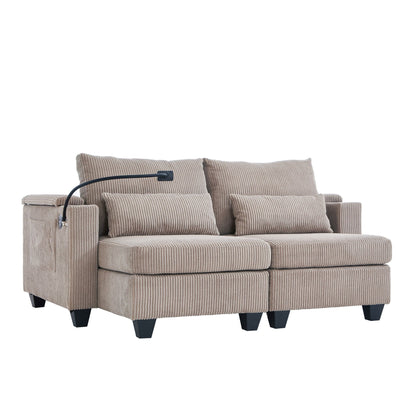 Convertible Chaise Lounge Sofa Chair With USB Ports, Cup Holders, Phone Holder And Storage