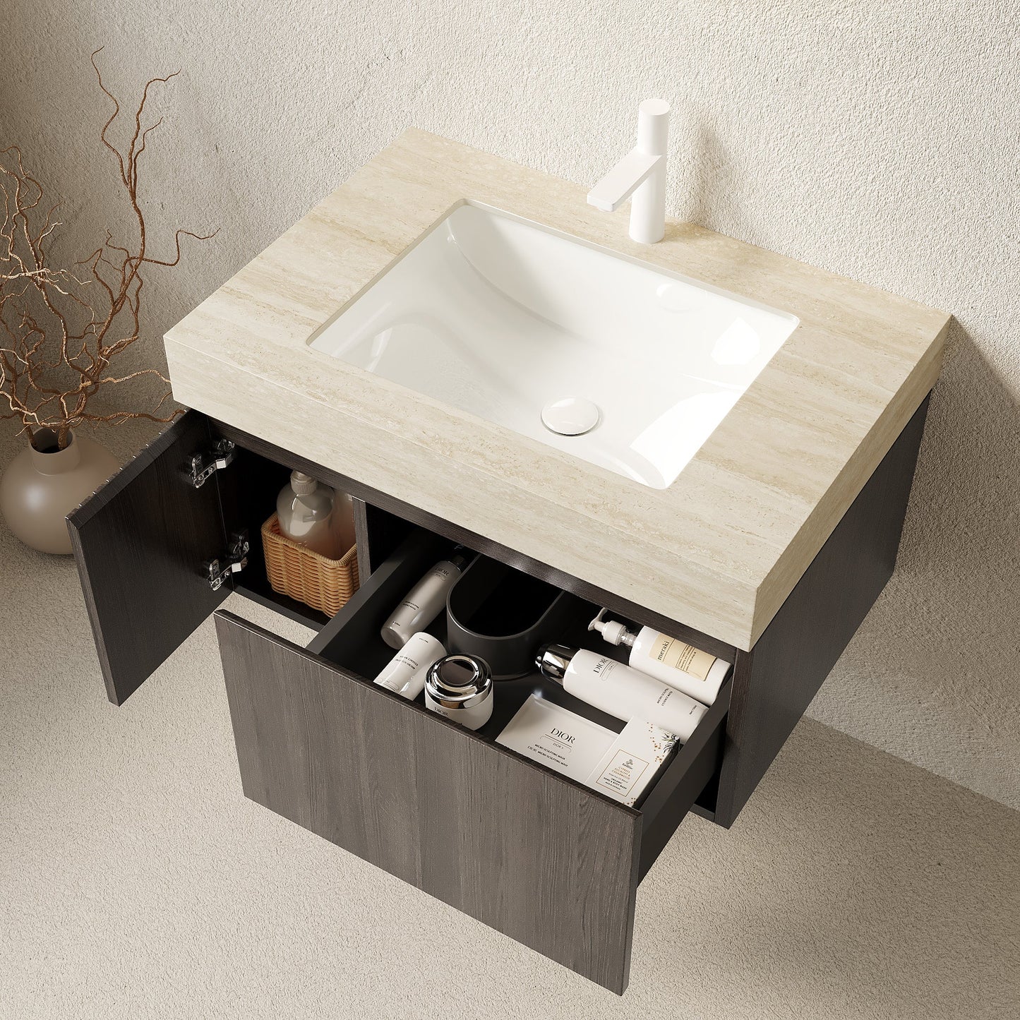 MURI 30" Bathroom Vanity with Sintered Stone Top & Ceramic Basin