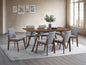 Kaela - 7 Pieces Dining Room Set - Walnut / Light Gray