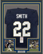 Framed Autographed/Signed Harrison Smith 35x39 Notre Dame Blue College Football Jersey JSA COA