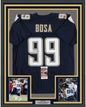Framed Autographed/Signed Joey Bosa 35x39 Los Angeles LA Dark Blue Football Jersey JSA COA