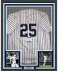 Framed Autographed/Signed Gleyber Torres 35x39 New York #25 Pinstripe Baseball Jersey Beckett BAS COA