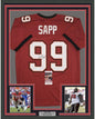 Framed Autographed/Signed Warren Sapp 35x39 Tampa Bay Red Football Jersey JSA COA