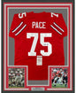 Framed Autographed/Signed Orlando Pace 35x39 Ohio State Red College Football Jersey JSA COA