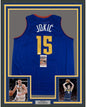 Framed Autographed/Signed Nikola Jokic 35x39 Denver Royal Blue Basketball Jersey JSA COA