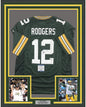 Framed Autographed/Signed Aaron Rodgers 35x39 Green Bay Green Football Jersey Beckett BAS COA