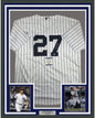 Framed Autographed/Signed Giancarlo Stanton 35x39 New York Pinstripe Baseball Jersey Beckett BAS COA