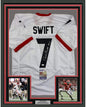 Framed Autographed/Signed D'Andre Swift 35x39 Georgia White College Football Jersey JSA COA