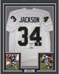 Framed Autographed/Signed Bo Jackson 35x39 Oakland White Football Jersey Beckett BAS COA