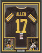 Framed Autographed/Signed Josh Allen 35x39 Wyoming Brown College Football Jersey JSA COA