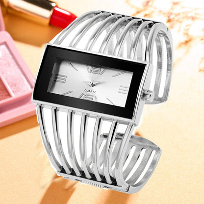 SENRUD Fashion Cuff Bracelet Watches for Women Luxury Rectangular Dial Analog Quartz Wrist Watch Gifts for Ladies