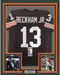 Framed Autographed/Signed Odell Beckham Jr. 35x39 Cleveland Retro Brown Football Jersey JSA COA