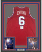 Framed Autographed/Signed Julius Erving Dr. J 35x39 Philadelphia Red Basketball Jersey Beckett BAS COA