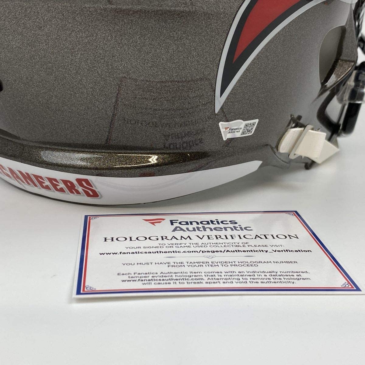 Autographed/Signed Tom Brady Tampa Bay Buccaneers Full Size FS F/S Replica Football Helmet Fanatics COA