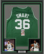 Framed Autographed/Signed Marcus Smart 35x39 Boston Green Basketball Jersey JSA COA
