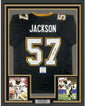 Framed Autographed/Signed Rickey Jackson 35x39 New Orleans Black Football Jersey Beckett BAS COA