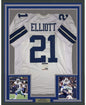 Framed Autographed/Signed Ezekiel Elliott 35x39 Dallas White Football Jersey PSA/DNA COA