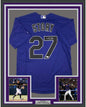 Framed Autographed/Signed Trevor Story 35x39 Colorado Purple Baseball Jersey JSA COA Holo Only