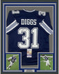 Framed Autographed/Signed Trevon Diggs 35x39 Dallas Dark Blue Football Jersey JSA COA