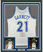 Framed Autographed/Signed Kevin Garnett 35x39 Minnesota Timberwolves White Authentic Mitchell & Ness Basketball Jersey Fanatics COA