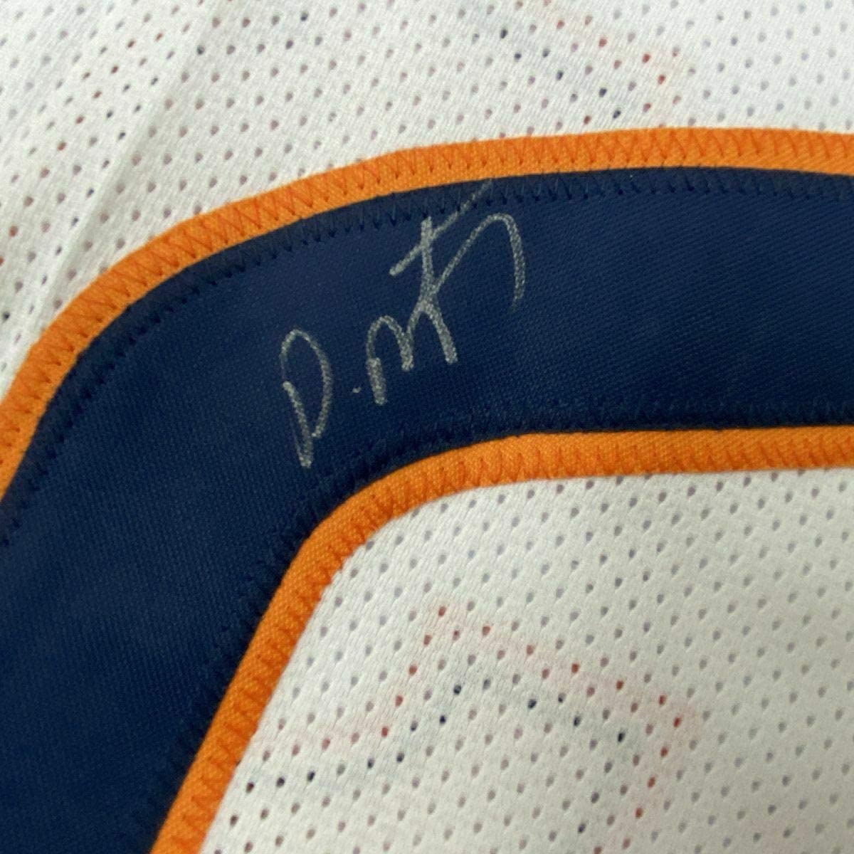 Framed Autographed/Signed David Montgomery 35x39 Chicago White Football Jersey JSA COA