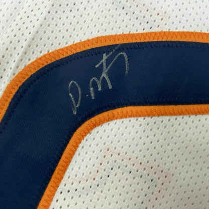 Framed Autographed/Signed David Montgomery 35x39 Chicago White Football Jersey JSA COA