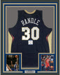 Framed Autographed/Signed Julius Randle 35x39 New Orleans Blue Basketball Jersey Beckett BAS COA