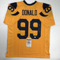 Autographed/Signed Aaron Donald Los Angeles LA Yellow Color Rush Football Jersey JSA COA