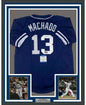 Framed Autographed/Signed Manny Machado 35x39 San Diego Blue Baseball Jersey Beckett BAS COA