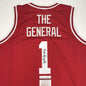 Autographed/Signed Bobby Bob Knight The General Indiana Hoosiers Red Basketball Jersey JSA COA