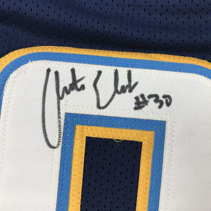 Framed Autographed/Signed Austin Ekeler 35x39 Los Angeles LA Dark Blue Football Jersey Beckett BAS COA