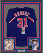 Framed Autographed/Signed Greg Maddux 35x39 Chicago Blue Baseball Jersey JSA COA
