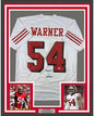 Framed Autographed/Signed Fred Warner 35x39 San Francisco White Alternate Football Jersey Beckett BAS COA