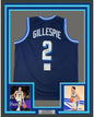 Framed Autographed/Signed Collin Gillespie 35x39 Villanova Blue College Basketball Jersey PSA/DNA COA