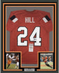 Framed Autographed/Signed Tyreek Hill 35x39 Oklahoma State Orange College Football Jersey JSA COA