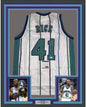 Framed Autographed/Signed Glen Rice 35x39 Charlotte White Basketball Jersey PSA/DNA COA
