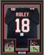 Framed Autographed/Signed Calvin Ridley 35x39 Atlanta Retro Black Football Jersey Beckett BAS COA