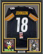 Framed Autographed/Signed Diontae Johnson 35x39 Pittsburgh Black Football Jersey JSA COA