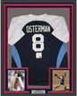 Framed Autographed/Signed Cat Osterman USA 35x39 United States Blue Team Softball Jersey JSA COA