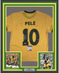 Framed Autographed/Signed Pele 35x39 Brazil Yellow Soccer Futbol Jersey PSA/DNA COA Auto #2