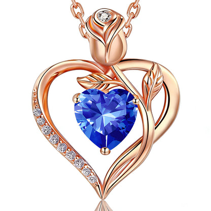 Women's Heart Pendant Necklace – 1.2CT Moissanite or Lab-Grown Sapphire, Ruby & Emerald