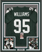 Framed Autographed/Signed Quinnen Williams 35x39 New York Green Football Jersey JSA COA