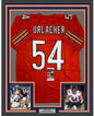 Framed Autographed/Signed Brian Urlacher 35x39 Chicago Bears Orange Football Jersey JSA COA