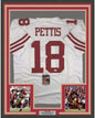 Framed Autographed/Signed Dante Pettis 35x39 San Francisco White Football Jersey JSA COA