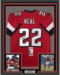 Framed Autographed/Signed Keanu Neal 35x39 Atlanta Red Football Jersey JSA COA