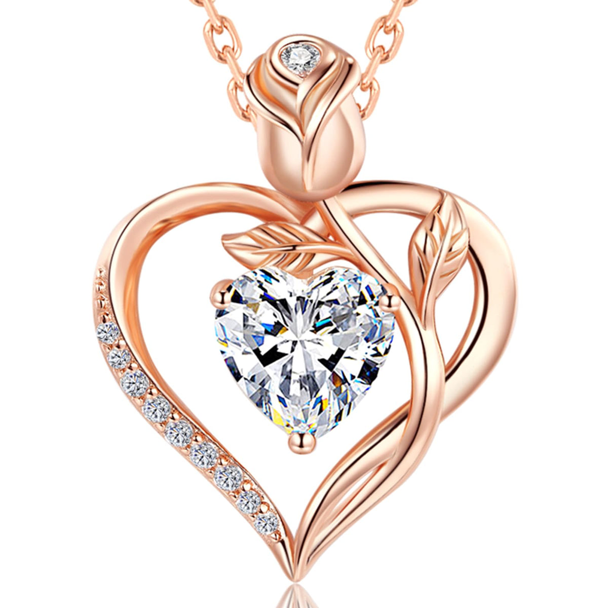 Women's Heart Pendant Necklace – 1.2CT Moissanite or Lab-Grown Sapphire, Ruby & Emerald